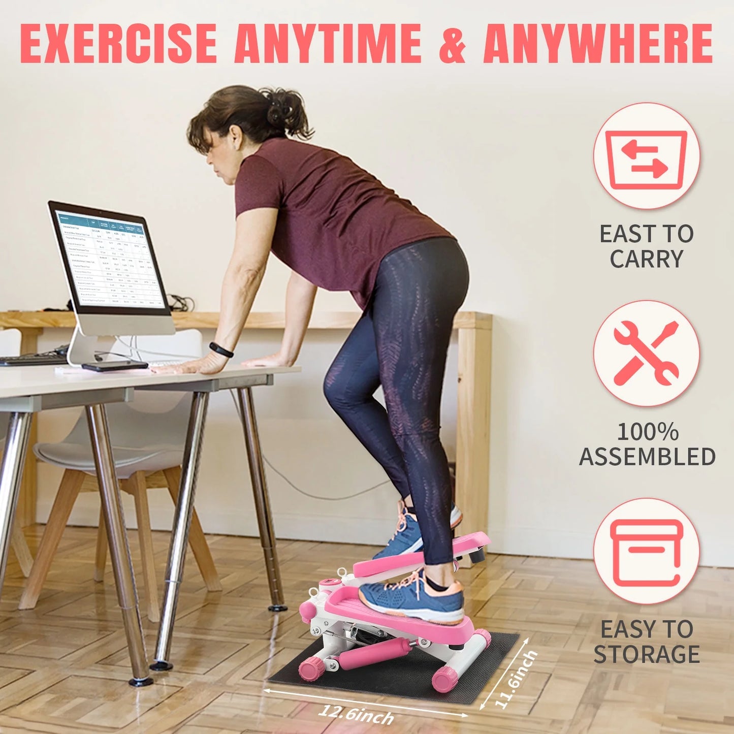 Get Fit at Home with the Ubesgoo Mini Air Aerobic Stepper! 🏋️♀️💪 LCD Display & Resistance Bands Included! #FitnessGoals #HomeWorkout