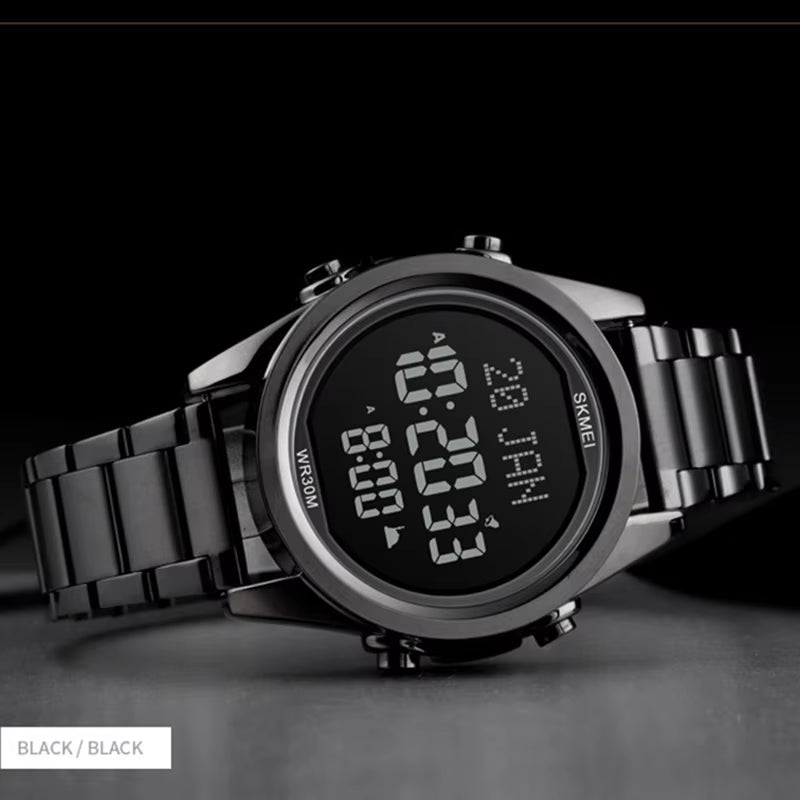 Muslim Azan Clock Watch for Prayer with Qibla Compass Adhan Alarm Hijri Calendar Islamic Al Harameen Watch Men 2020