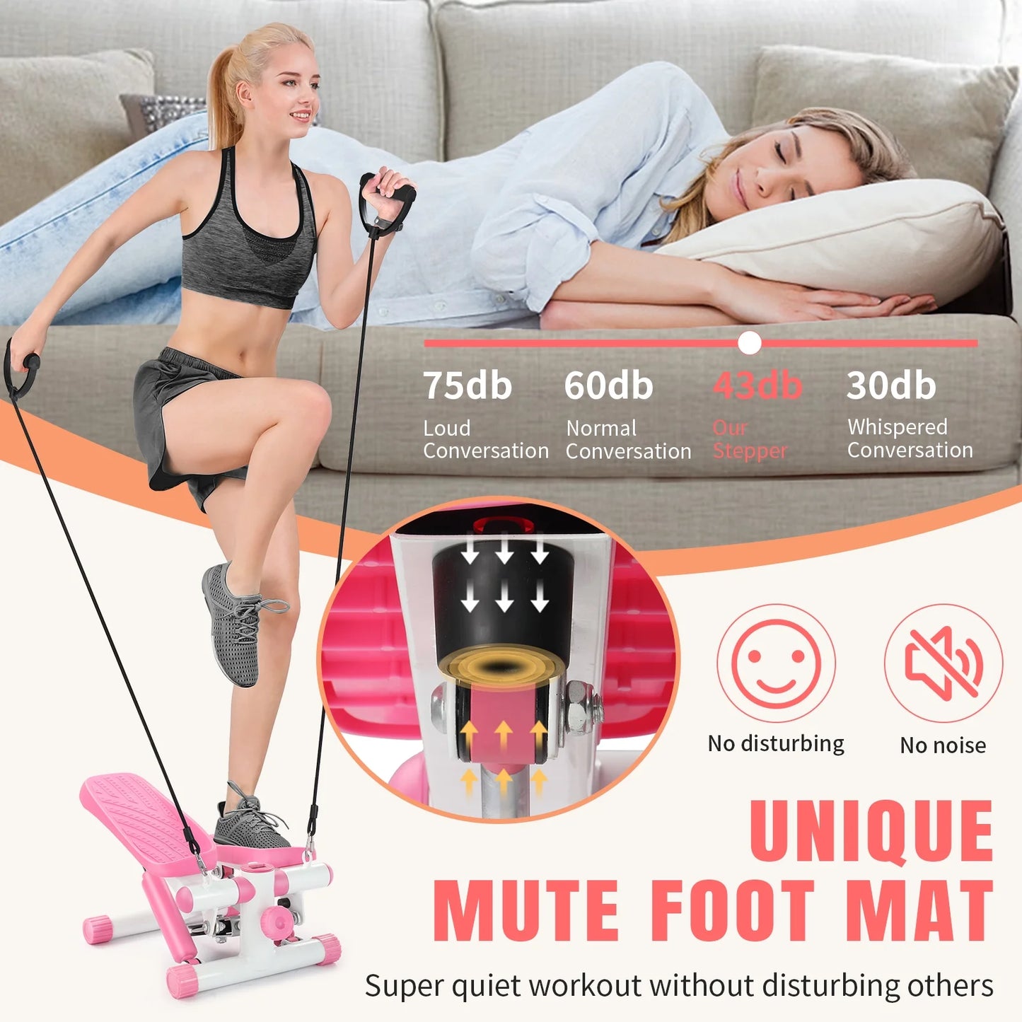 Get Fit at Home with the Ubesgoo Mini Air Aerobic Stepper! 🏋️♀️💪 LCD Display & Resistance Bands Included! #FitnessGoals #HomeWorkout