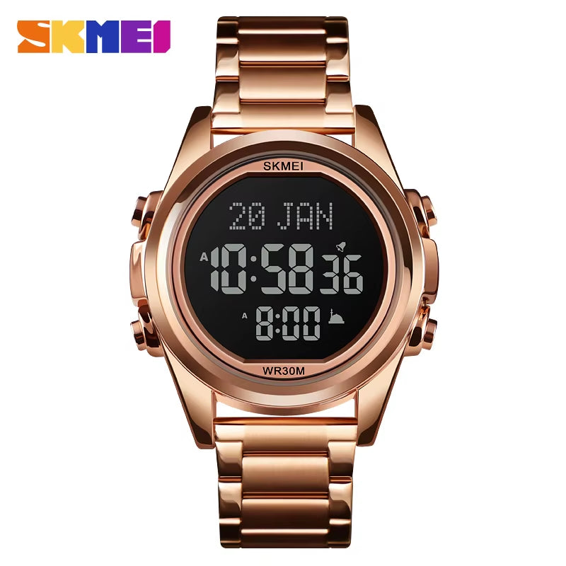 Muslim Azan Clock Watch for Prayer with Qibla Compass Adhan Alarm Hijri Calendar Islamic Al Harameen Watch Men 2020