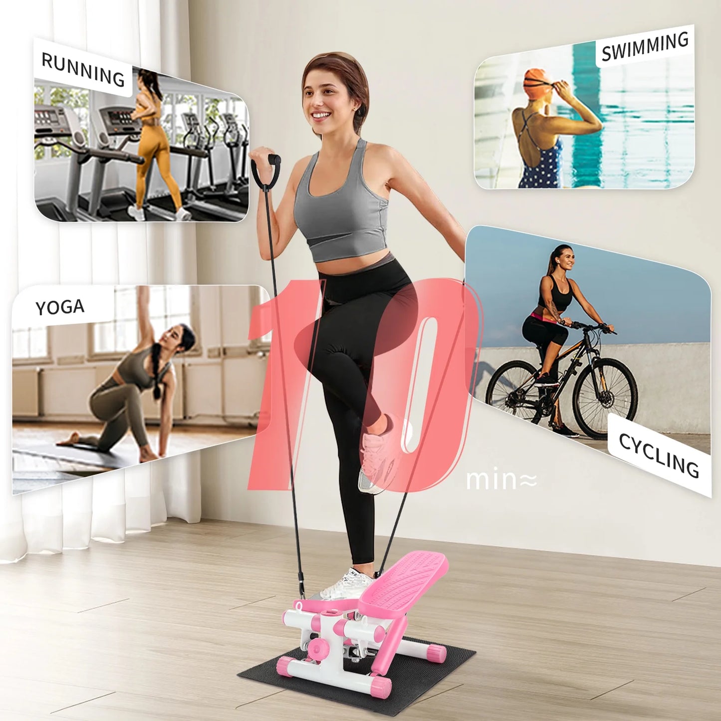 Get Fit at Home with the Ubesgoo Mini Air Aerobic Stepper! 🏋️♀️💪 LCD Display & Resistance Bands Included! #FitnessGoals #HomeWorkout