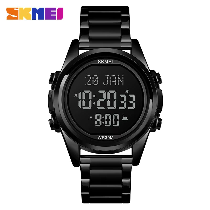 Muslim Azan Clock Watch for Prayer with Qibla Compass Adhan Alarm Hijri Calendar Islamic Al Harameen Watch Men 2020