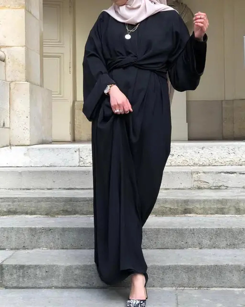 Fahsion Ramadan Eid Muslim Abaya Robe Musulmane Dubai Muslim Dress Shiny Kaftan Robe Full Length Worship Service Abayas