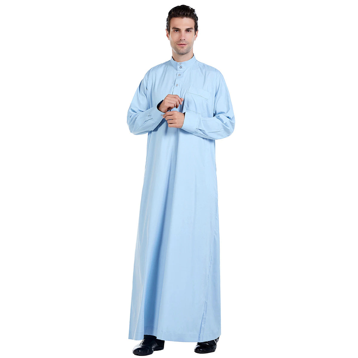 Muslim Men Jubba Thobe Arabic Islamic Clothing Long Dress Saudi Arabia Robe Abaya Dubai Loose Blouse Kaftan Stand Collar Abayas