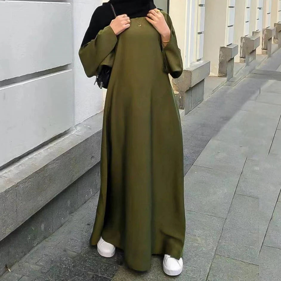 2023 Fashion Satin Sliky Djellaba Muslim Dress Dubai Full Length Flare Sleeve Soft Shiny Abaya Dubai Turkey Abaya Hijab