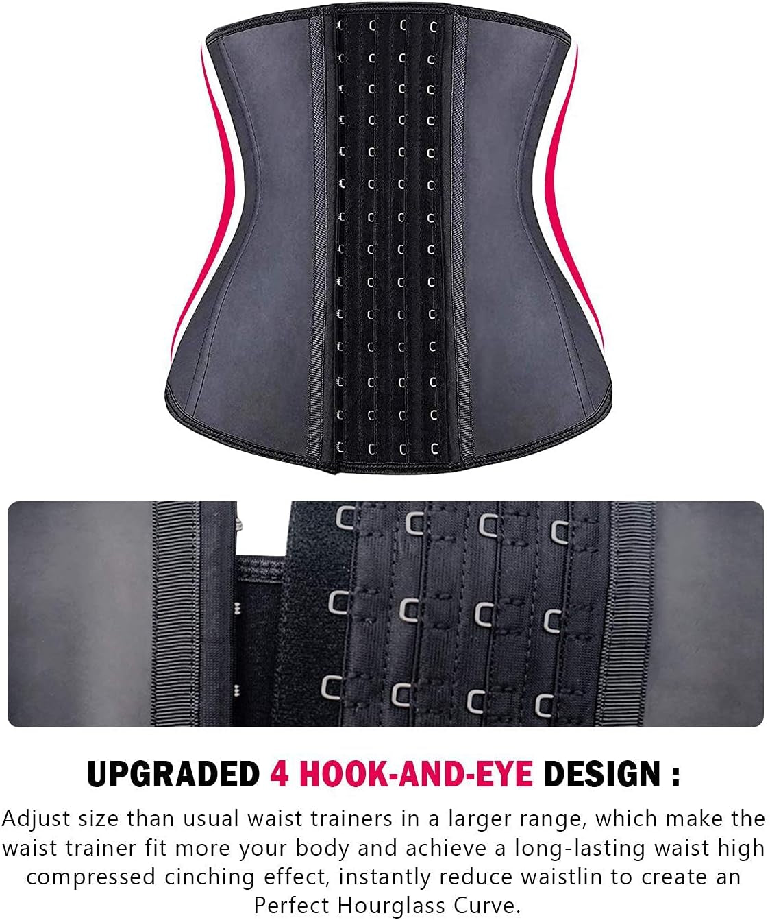 Waist Trainer for Women Latex Underbust Waist Corsets Cincher Hourglass Body Shaper 4 Hooks