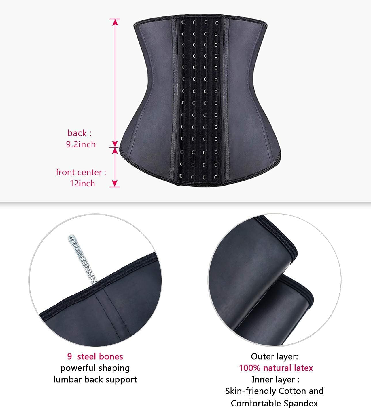 Waist Trainer for Women Latex Underbust Waist Corsets Cincher Hourglass Body Shaper 4 Hooks