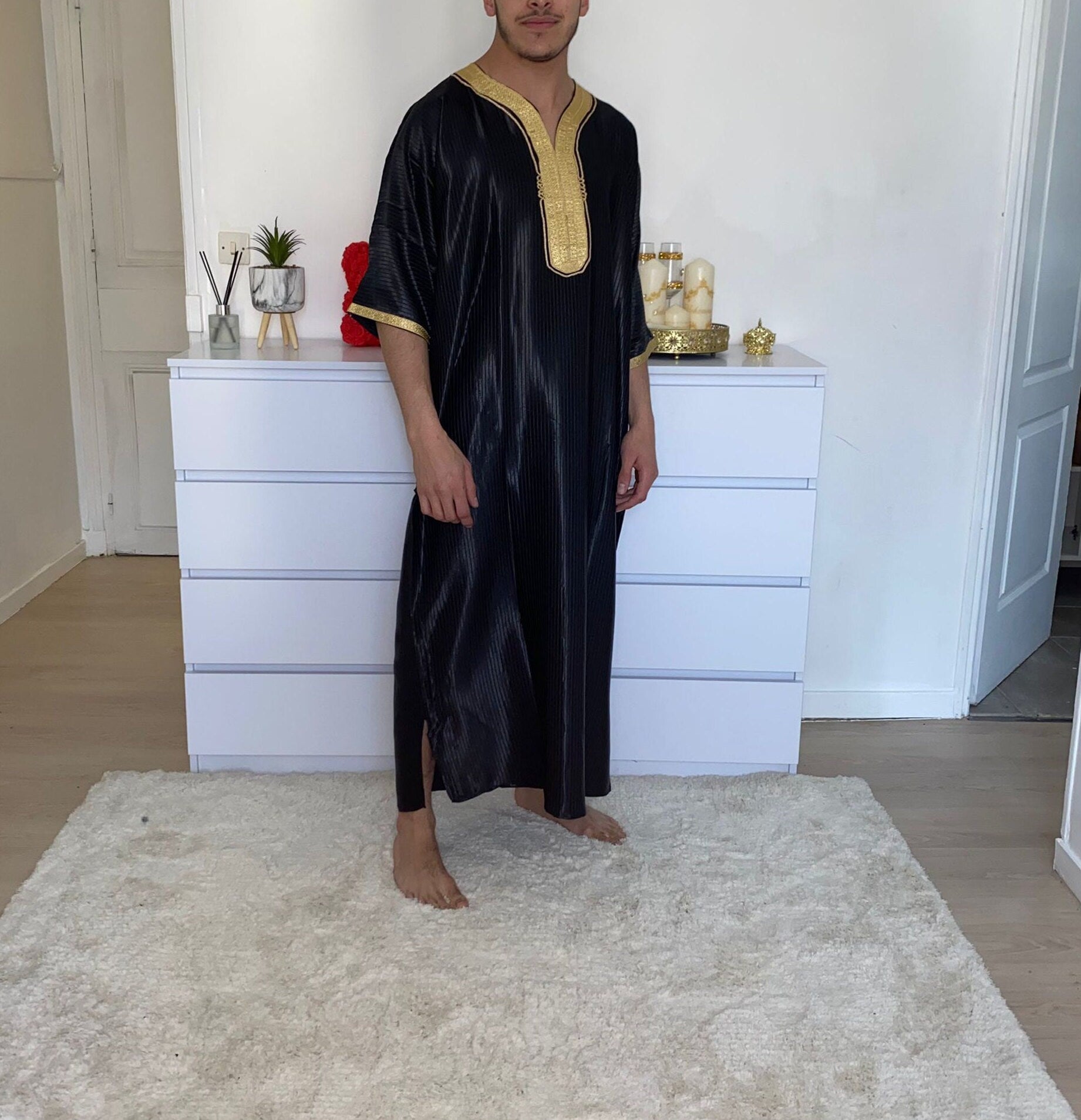 Qamis Man, Djellaba, Jellabilla, Man Aid Outfit, Eid Mubarak, Oriental Dress Man, Traditional Abaya Morocco Ceremony Hlal Marriage