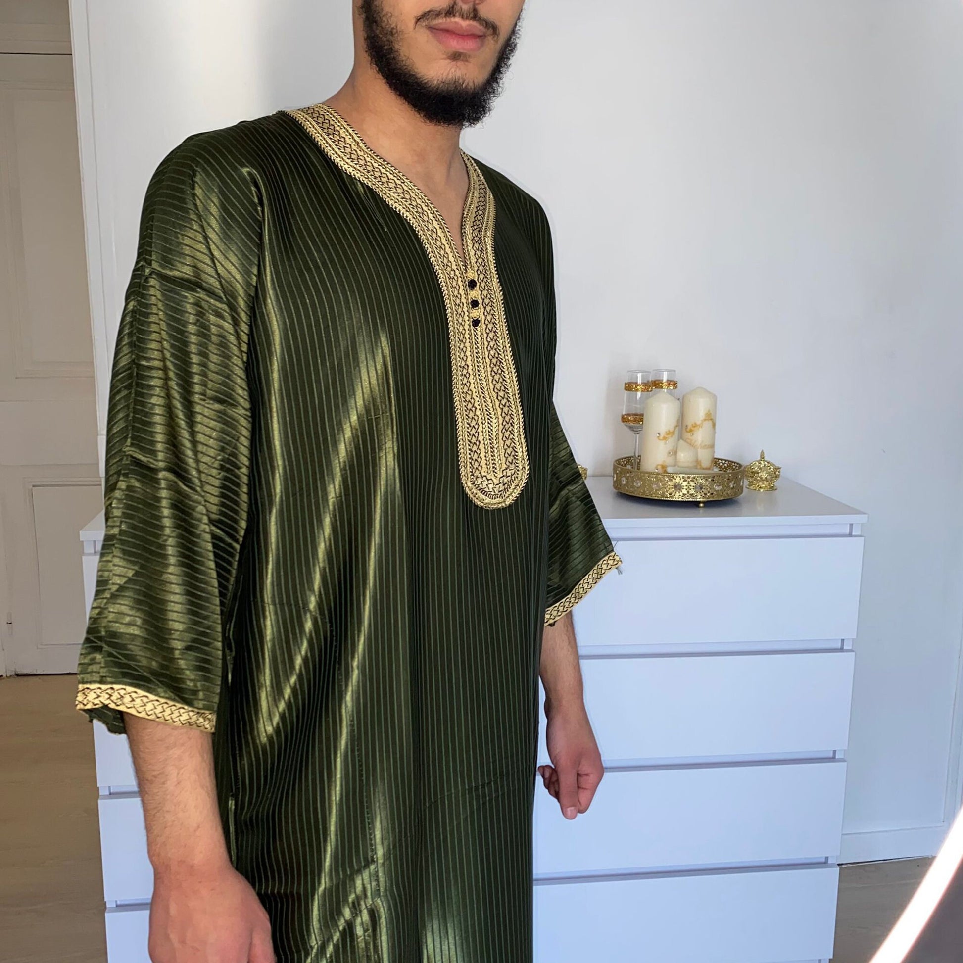 Qamis Man, Djellaba, Jellabilla, Man Aid Outfit, Eid Mubarak, Oriental Dress Man, Traditional Abaya Morocco Ceremony Hlal Marriage