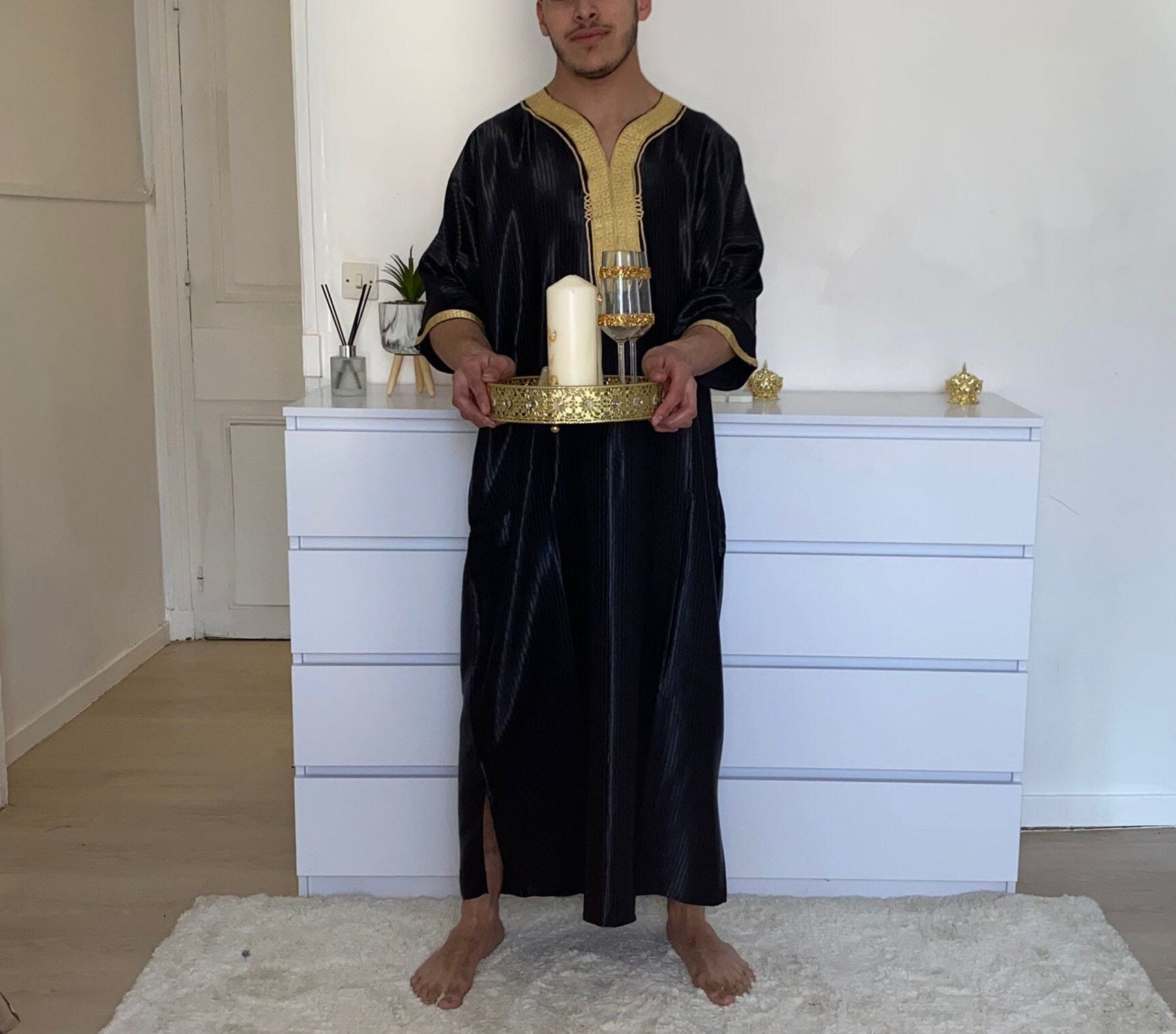 Qamis Man, Djellaba, Jellabilla, Man Aid Outfit, Eid Mubarak, Oriental Dress Man, Traditional Abaya Morocco Ceremony Hlal Marriage